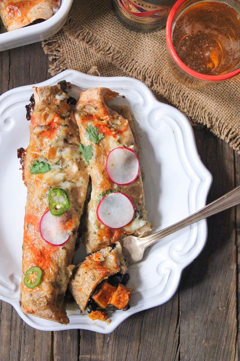 sweet potato and black bean enchiladas