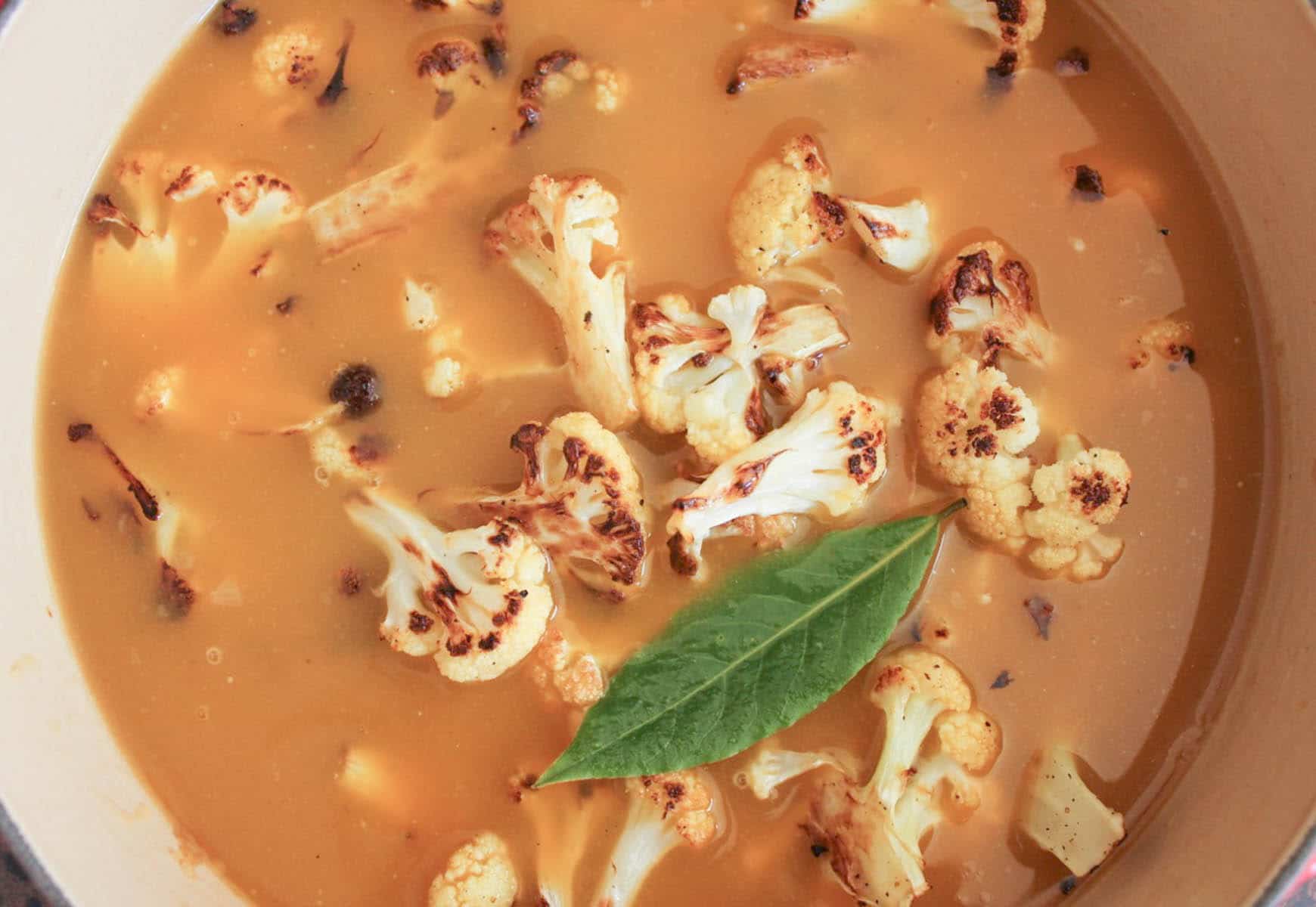 roasted-cauliflower-soup-with-parmesan-toasted-almonds-golden-raisins-step-4