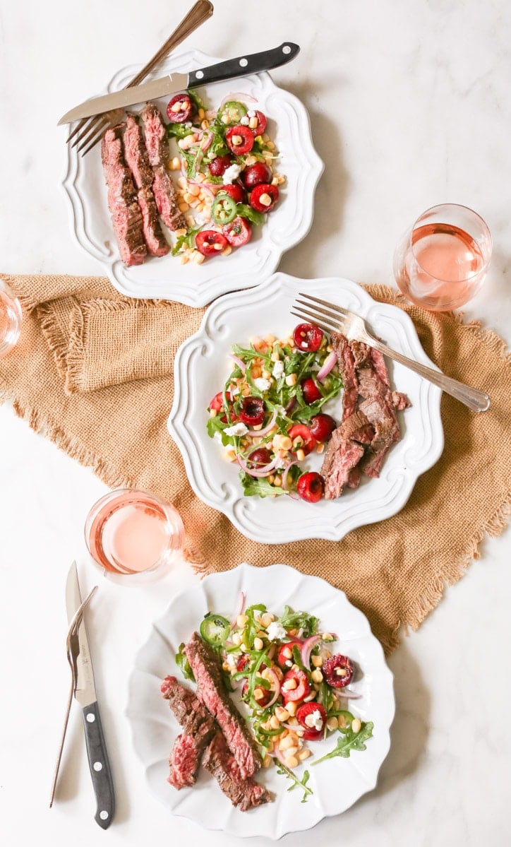 Marinated-Skirt-Steak-with-Corn-and-Sweet-Cherry-Salad-5