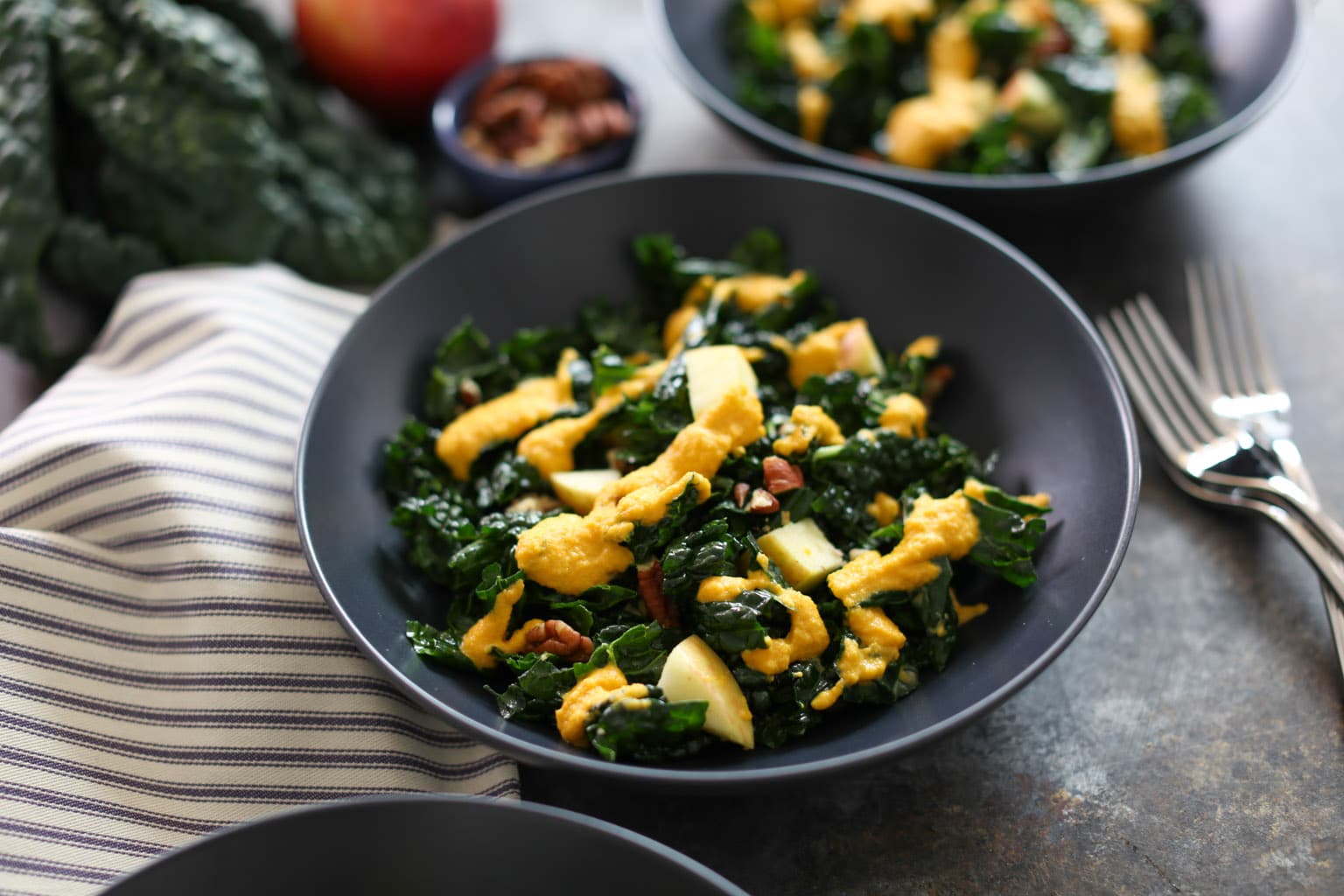 Kale Salad with Carrot Ginger Dressing