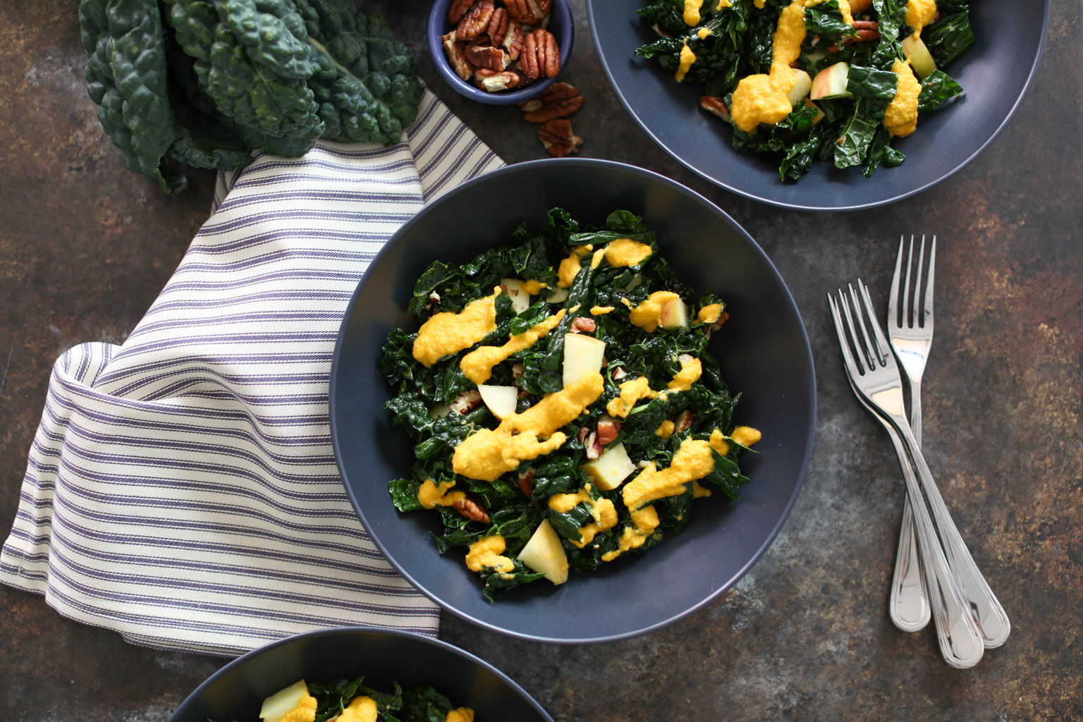 Kale Salad with Carrot Ginger Dressing
