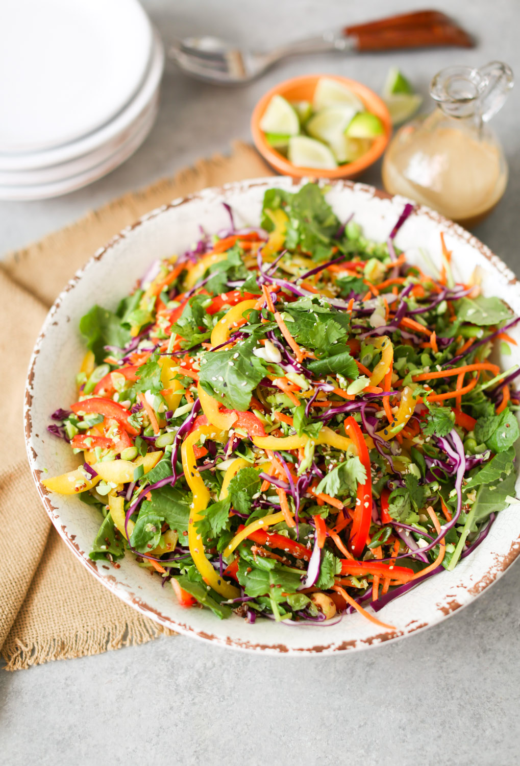 Thai Cashew Chopped Salad with Sesame-Garlic Dressing