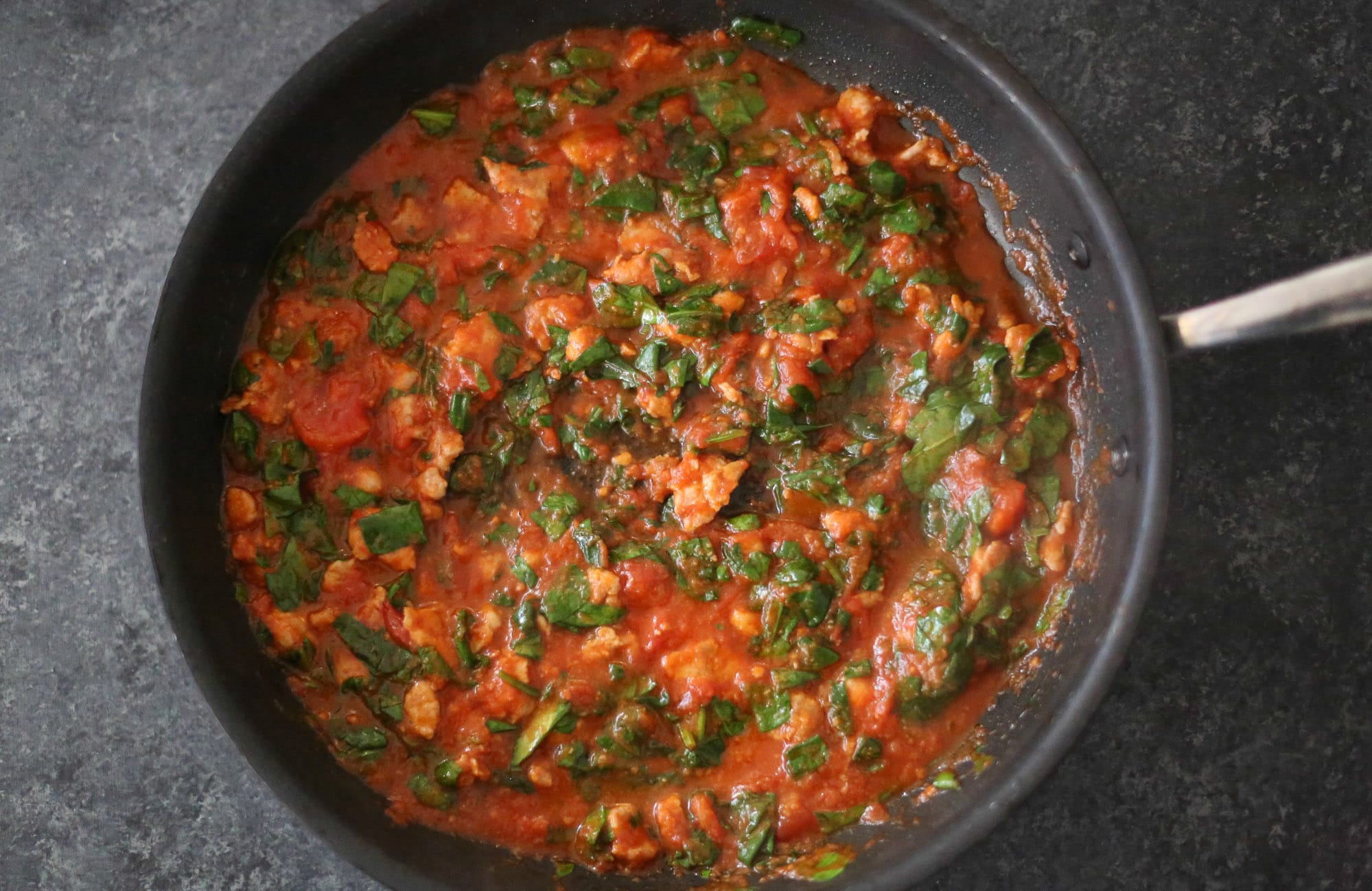 Skillet Cauliflower Gnocchi with Sausage and Spinach